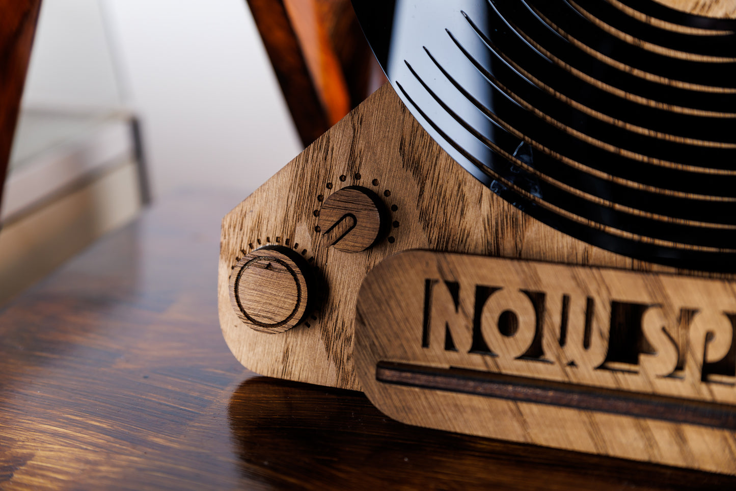 GiftYouEnjoy™ Oak Veneer Vinyl Record Stand: Tabletop Display