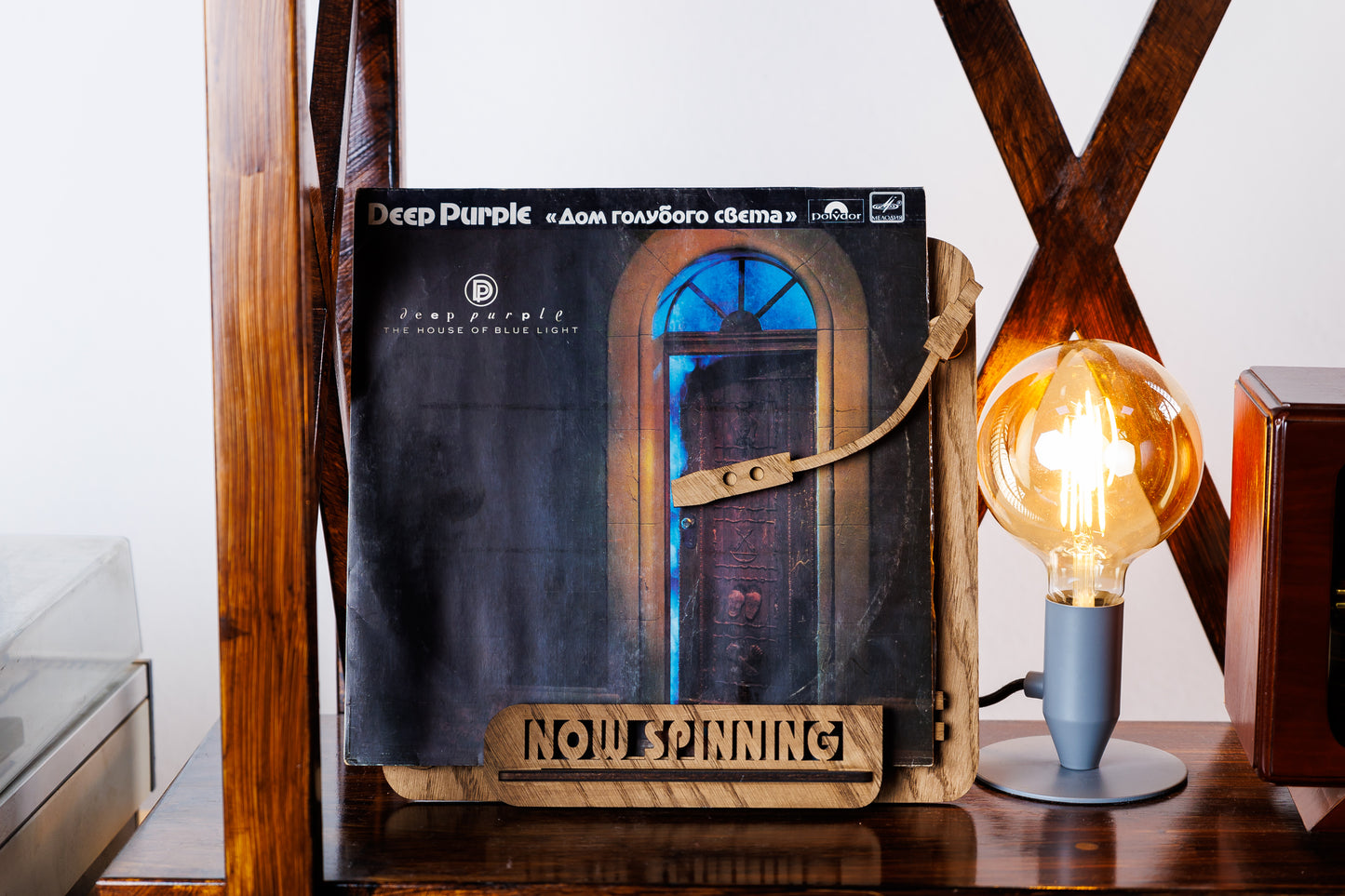 GiftYouEnjoy™ Oak Veneer Vinyl Record Stand: Tabletop Display