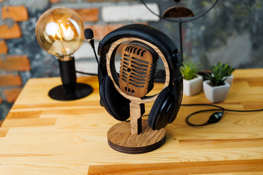 GiftYouEnjoy™ Personalized 3D Wooden Headphone Stand: Gamer Room Decor
