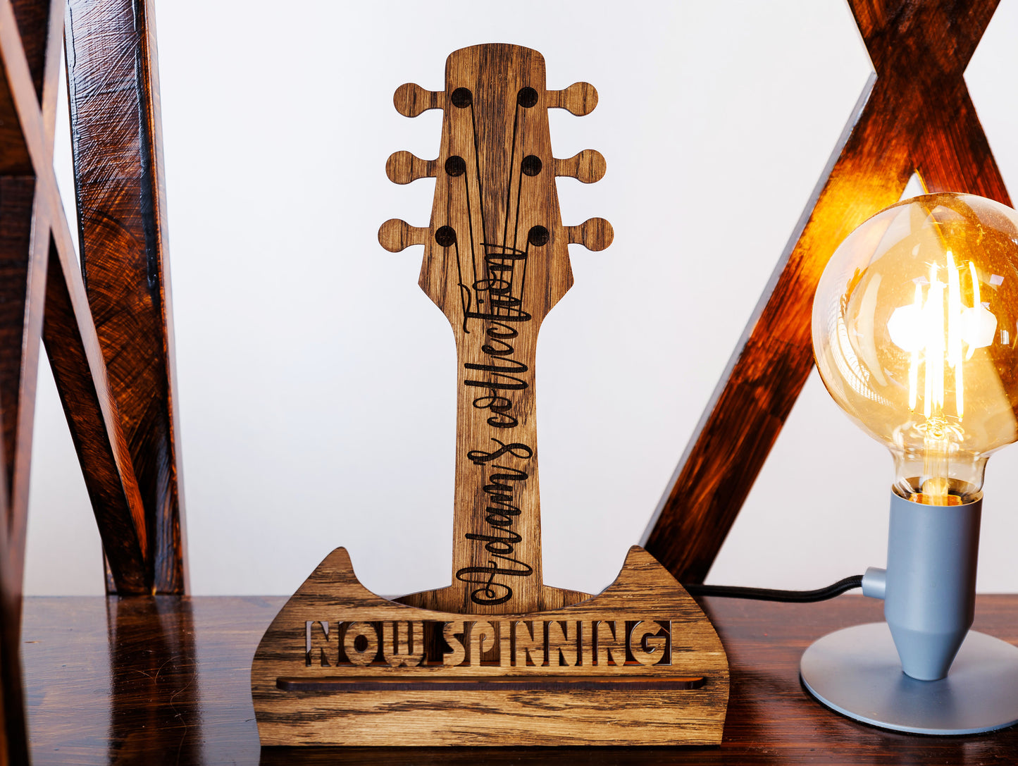 GiftYouEnjoy™ Wooden Vinyl Record Stand: Tabletop Album Display