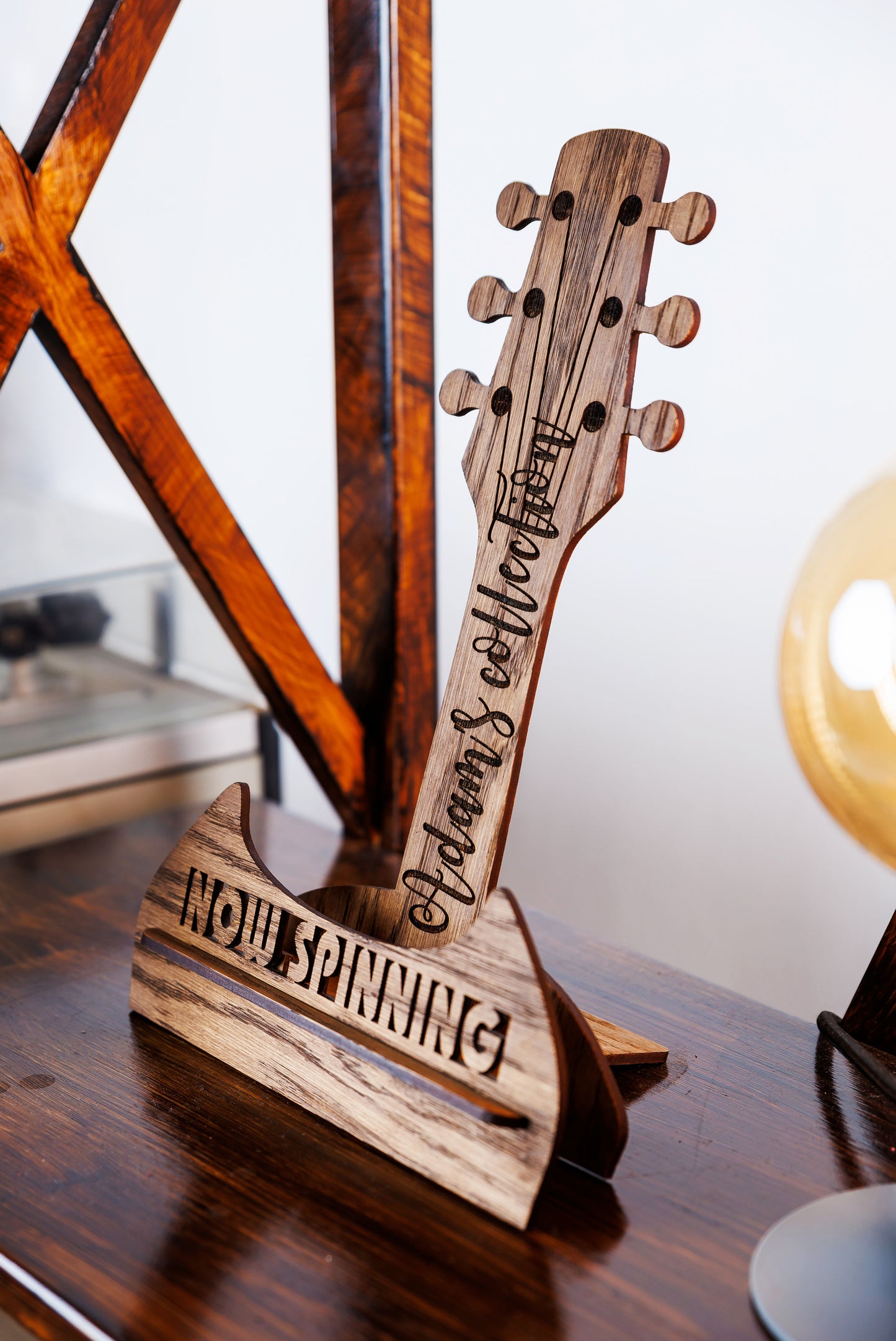 GiftYouEnjoy™ Wooden Vinyl Record Stand: Tabletop Album Display